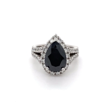 3ct Black Diamond + 0.8ct Dia 18kt Ring