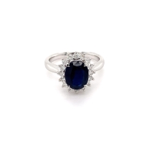 2.2ct Oval Sapphire + .32ct Halo Ring 18kt
