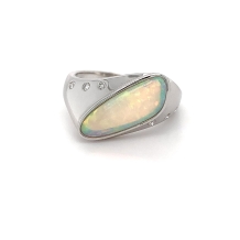 14kt WG Dia F-Shape Crystal Opal Ring