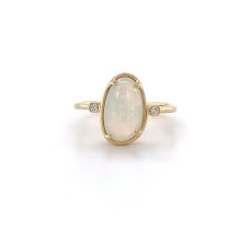 Australian Solid Opal YG Ring