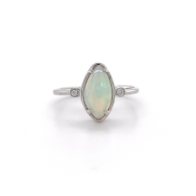 Australian Solid Opal 14kt WG Ring