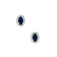 0.63+0.14ct Oval Blue Sapphire Earrings 18kt WG